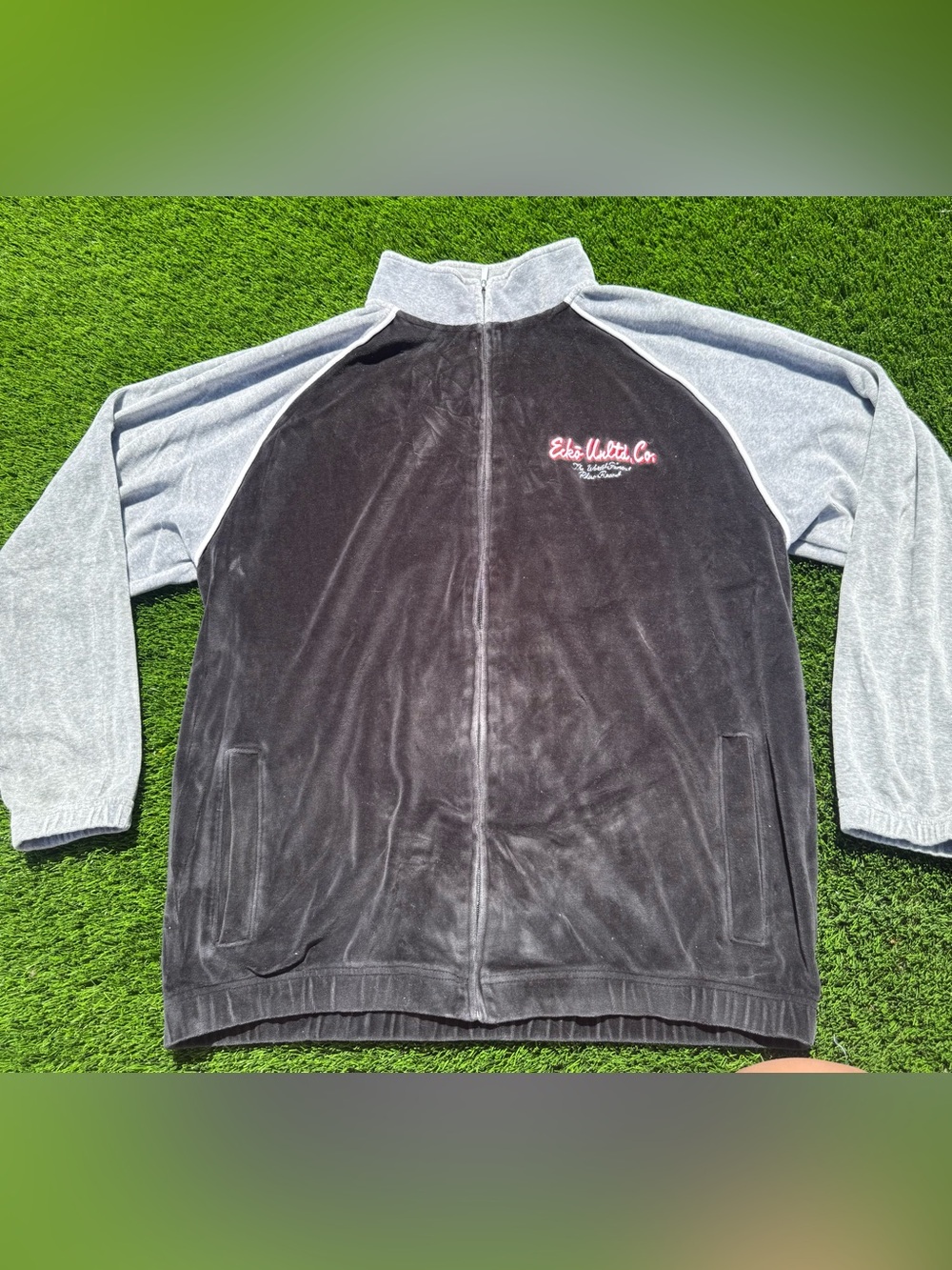 Ecko Unlimited Men’s Black & Gray Full-Zip Velour Jacket